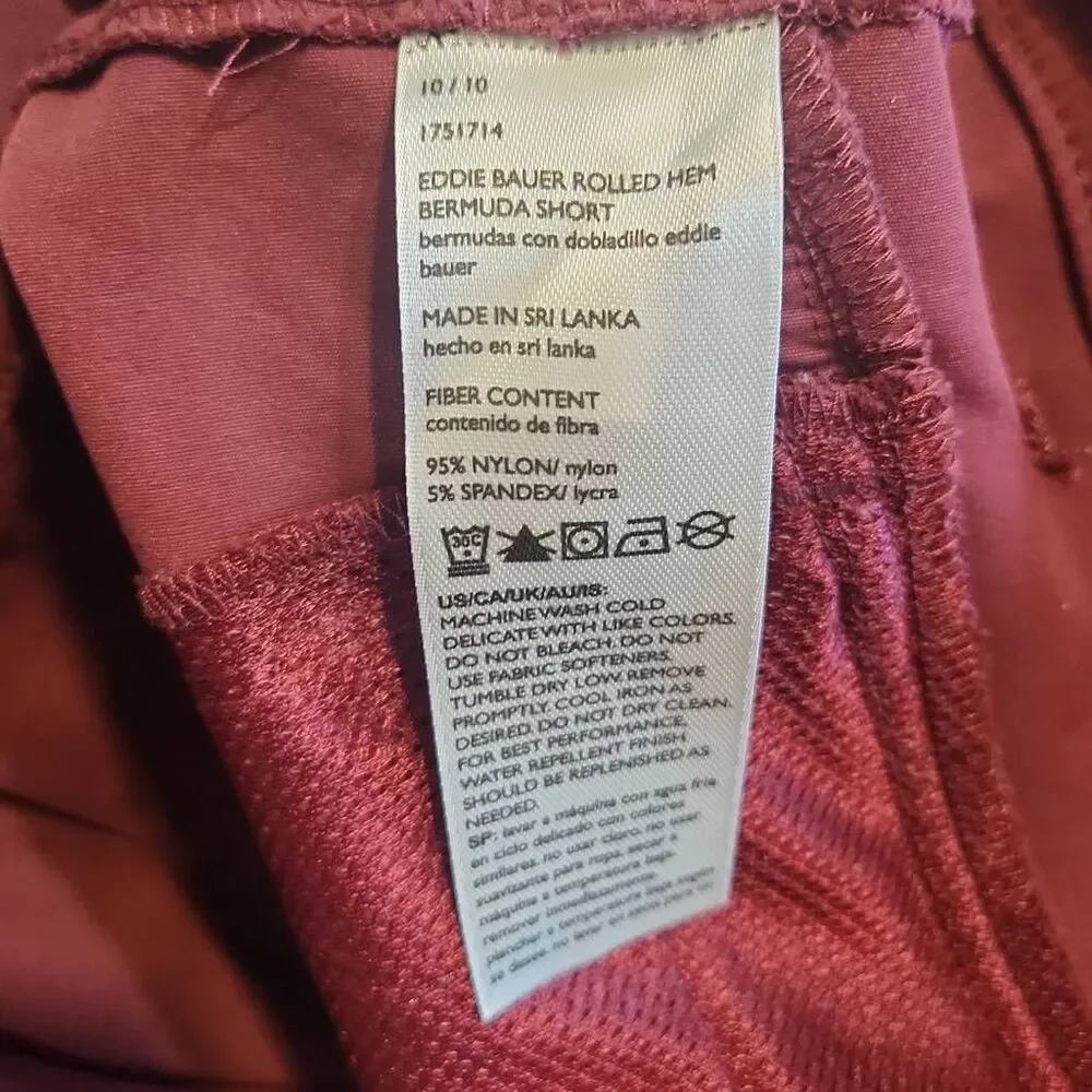 Eddie Bauer Rolled Hem Bermuda Shorts Maroon Size 10